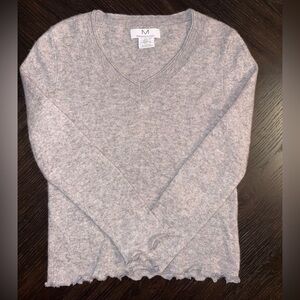 Magaschoni 100% Cashmere Gray V-Neck Women's Sweater Small